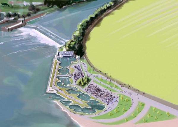 How can the construction of whitewater courses be made more environmentally friendly?